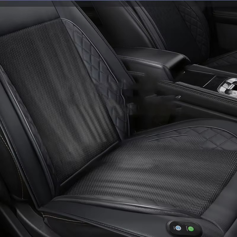 Quilted seat cushion in a car interior