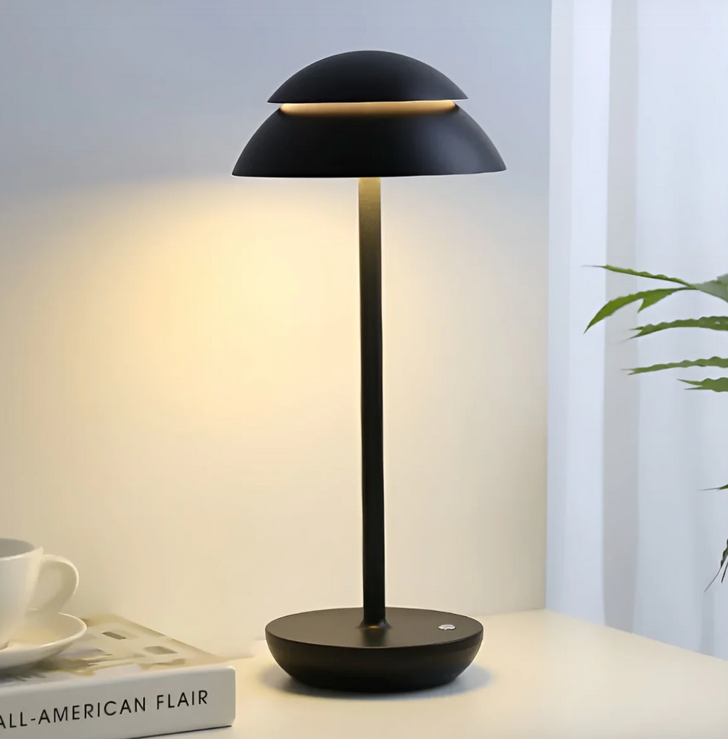 Bezdrátová stmívatelná LED stolní lampa na baterie LuxeGlow - moderní dotykové ovládání - obývací pokoj - lampa na čtení - noční lampička | elesira