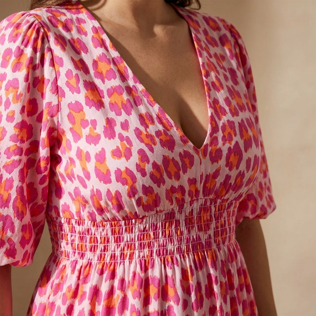 Robe midi à imprimé animalier VeloraCharm | Révélez une assurance naturelle et une coupe impeccable toute la journée | elesira