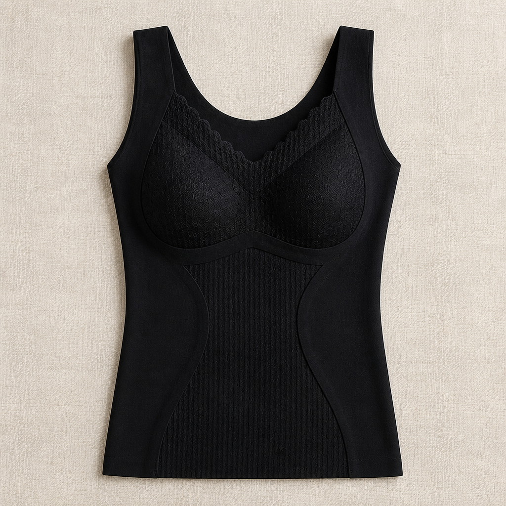 VeloFlex – Termisk, sømløs modellerende camisole med integreret blonde-bh | elesira