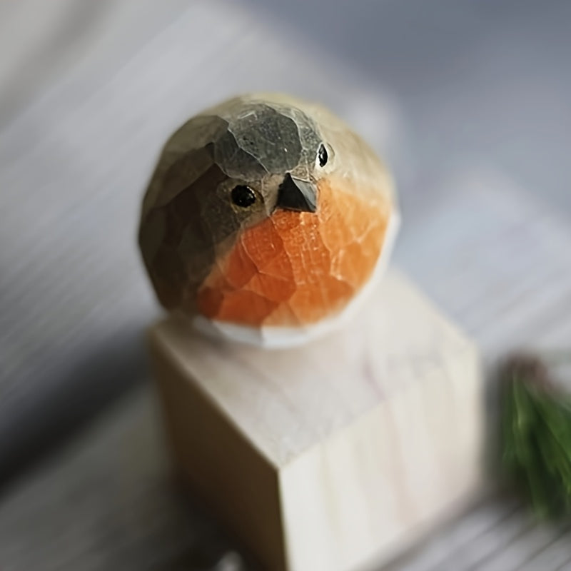 Wooden Figurine of a Hand-Carved Robin | elesira