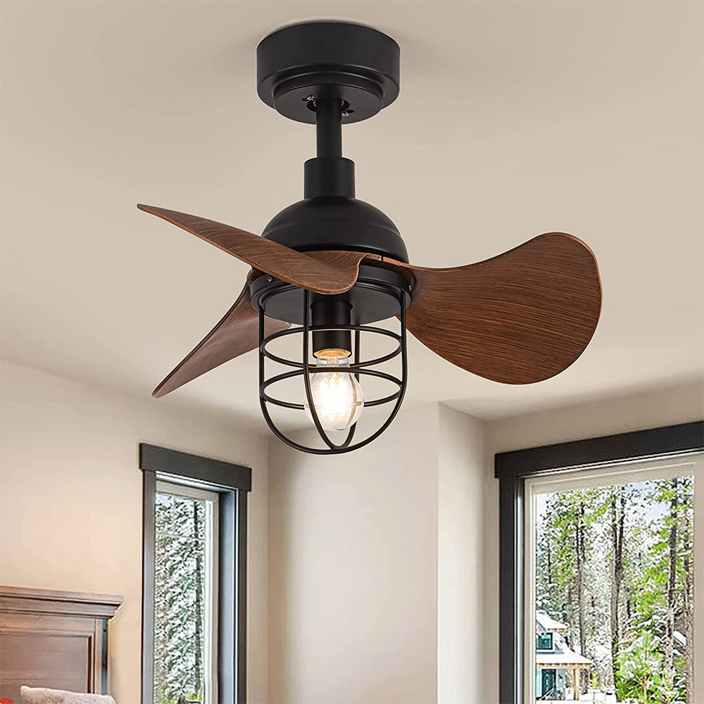 Charming Contemporary Ceiling Fans in Dark Walnut with Lamp | elesira