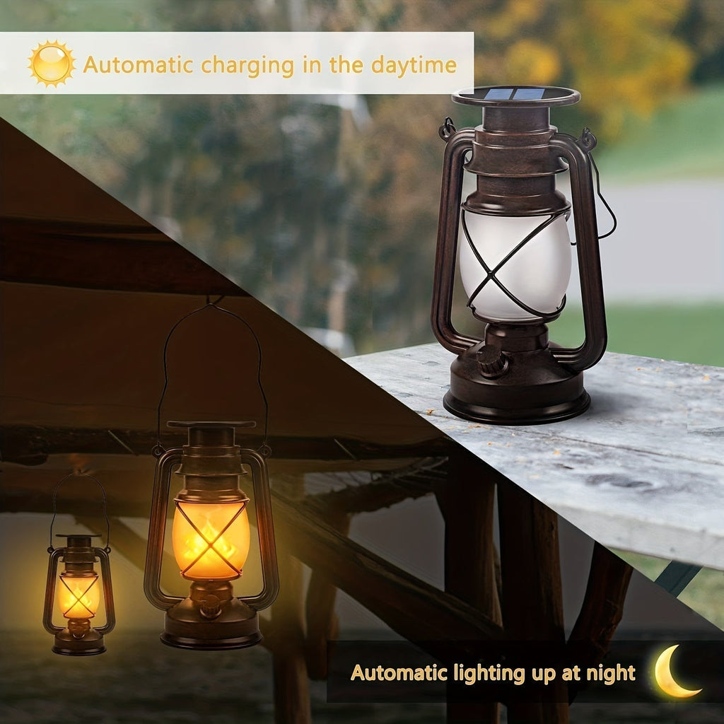 Lanterne solaire vintage à éclairage LED vacillant | elesira