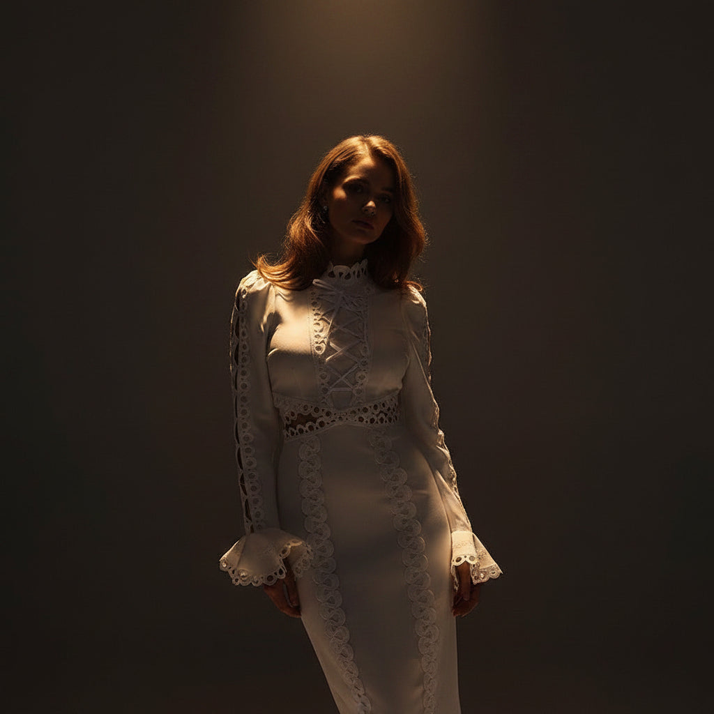 Robe Midi Col Rond Manches Courtes