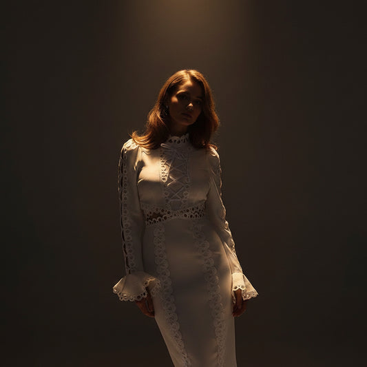 Robe Midi Col Rond Manches Courtes