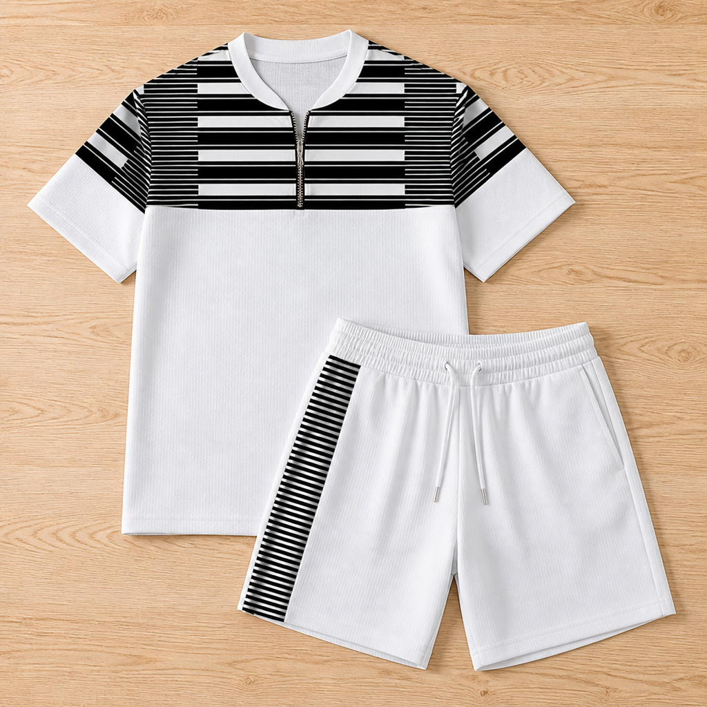 Zip-Collar Shirt & Shorts Set | Feel Fresh, Move Freely, Command Every Moment | elesira
