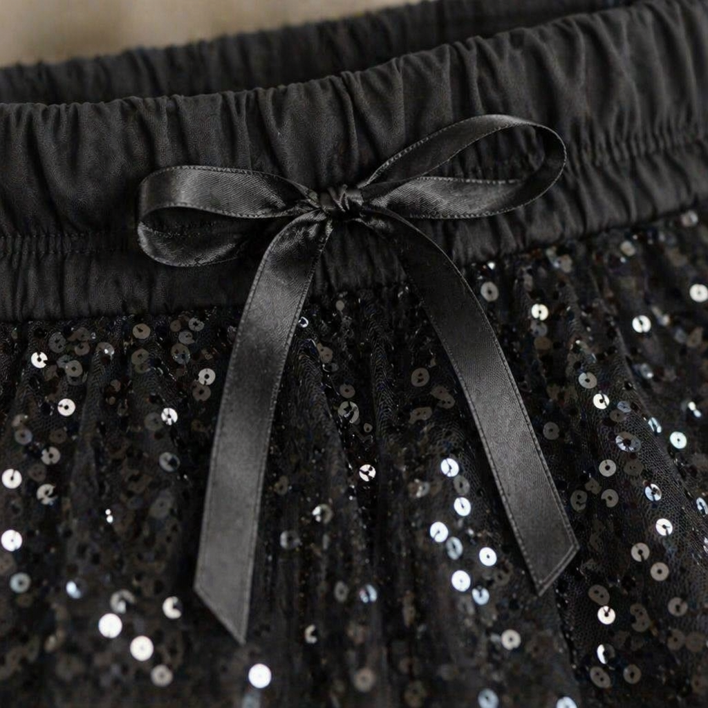 Soraya – Conjunto de saia midi em tule com lantejoulas e camisola de malha justa | elesira