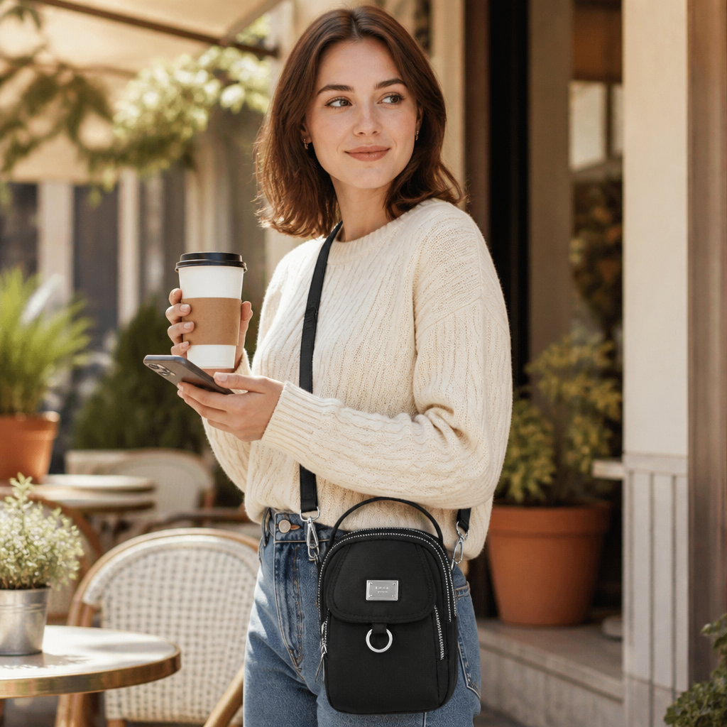 VeloTrek – Bolso bandolera compacto de Oxford resistente a la intemperie con triple cierre