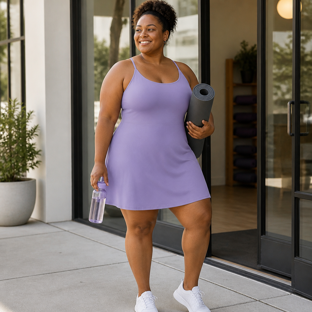 VerveStride – Athletic Backless Dress Featuring Integrated Shorts & Side Pockets | elesira