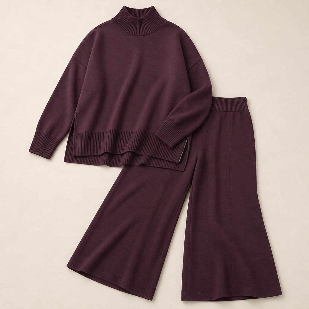 SilvaEase – Ensemble confortable composé d’un pull oversize et d’un pantalon à jambes larges | elesira