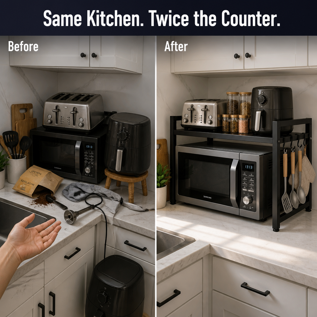 Étagère extensible VersaLift pour électroménager | Gagnez de la place dans votre cuisine sans effort et dites adieu au désordre | elesira