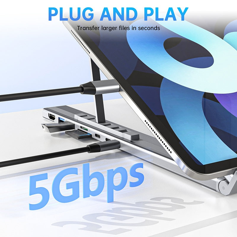 VoltEdge 8-Port-Dockingstation mit verstellbarem Ständer | Steigere deinen Komfort und besiege die Müdigkeit im Arbeitsalltag | elesira