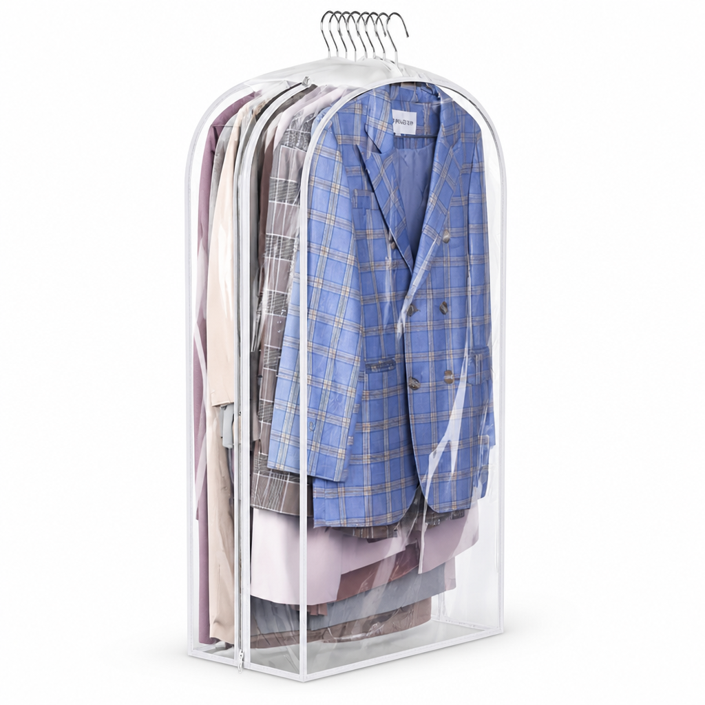 Housse à vêtements transparente imperméable à fermeture éclair latérale (peut contenir jusqu’à 10 costumes) | elesira