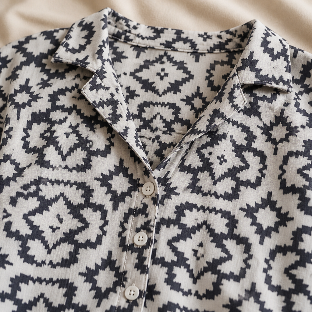 VireoLuxe – Scherp geometrische tuniek met broekset met rechte pijpen | elesira