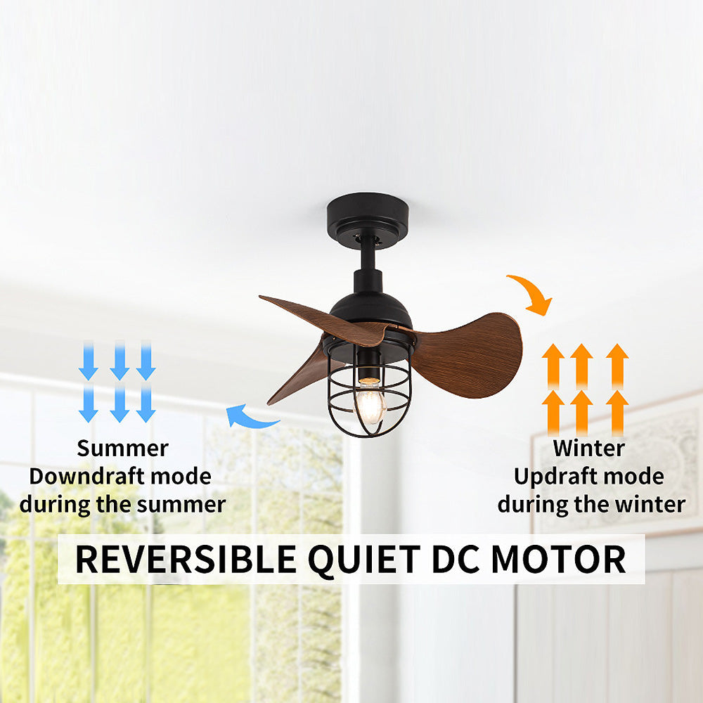 Charming Contemporary Ceiling Fans in Dark Walnut with Lamp | elesira