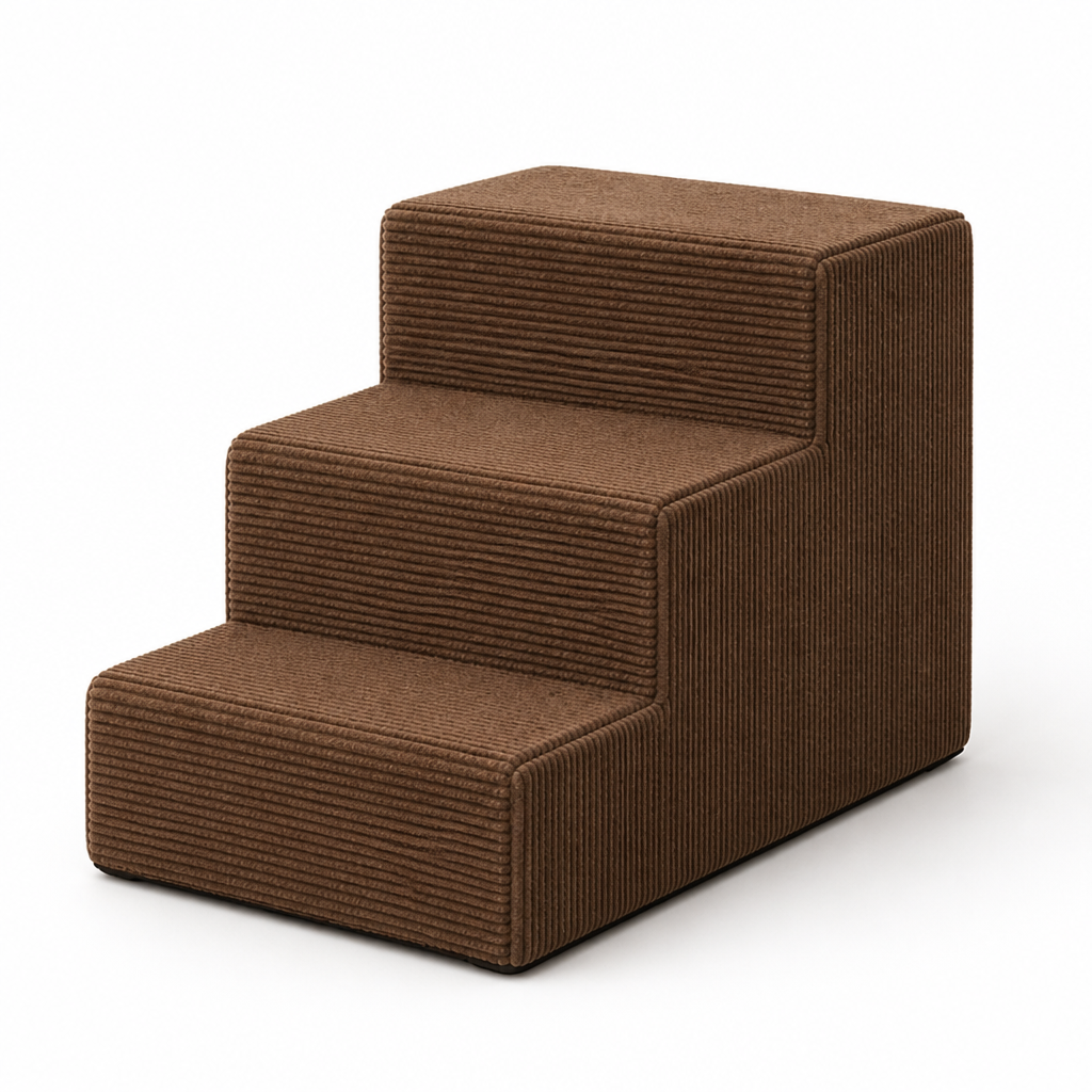 Soft Corduroy Non-Slip Pet Stairs (3-Step) | elesira