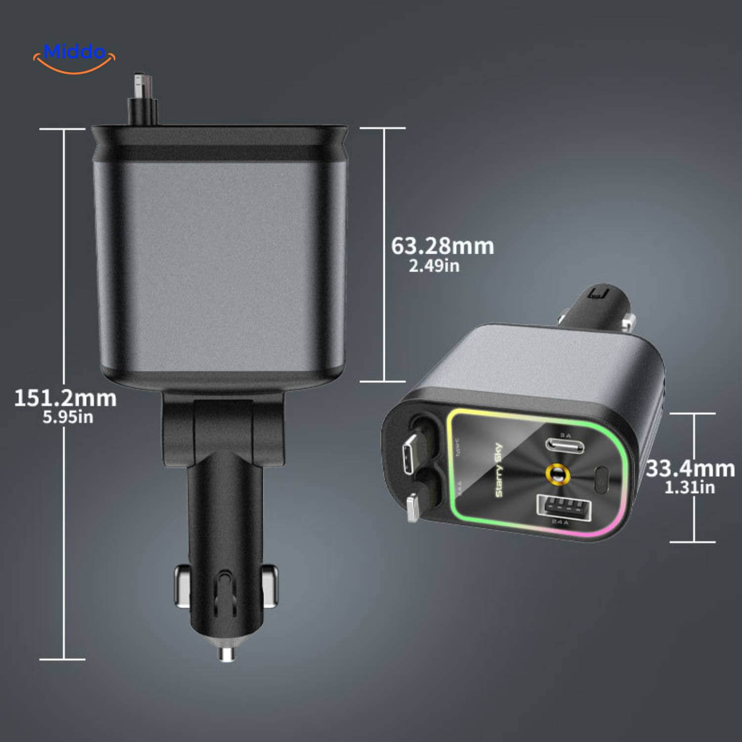 VoltAura | Power Up Four Devices Quickly & Illuminate Your Night Journey Sky | elesira