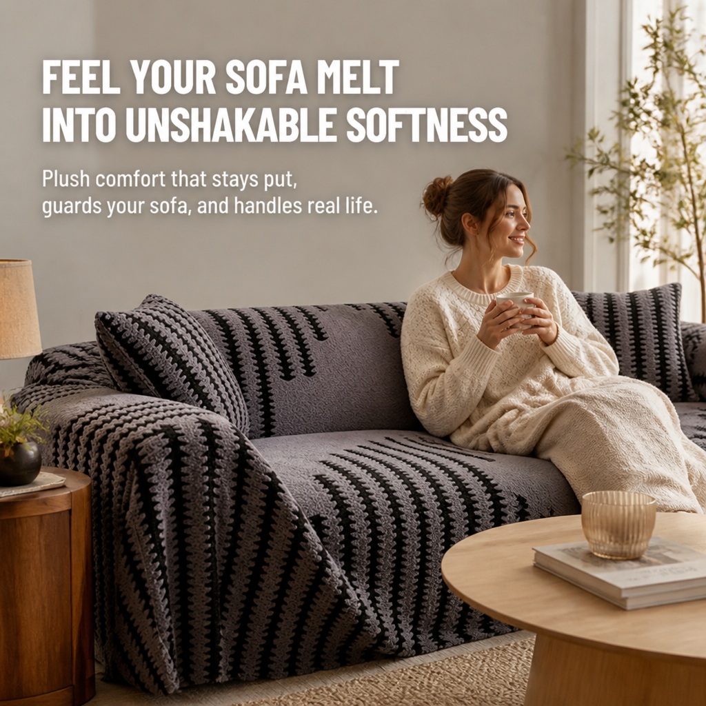 VeluraHug | Drape Your Sofa in Stay-Put, Cloud-Soft Warmth That Hides Pet Hair | elesira