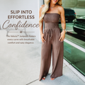Veloria - Combinaison bustier smockée à jambes larges avec poches | elesira