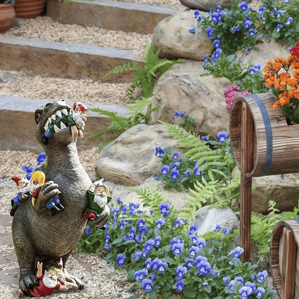 Figurină decorativă de grădină cu dinozaur din rășină, rezistentă la intemperii | elesira
