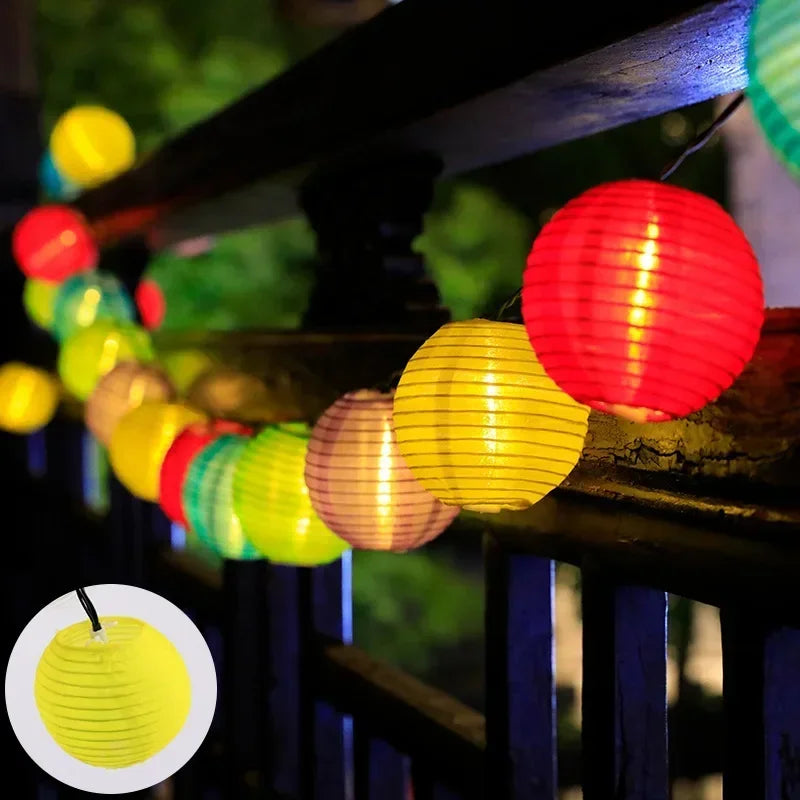 Catena di luci LED solari a lanterna - Struttura resistente alle intemperie IP65 | elesira