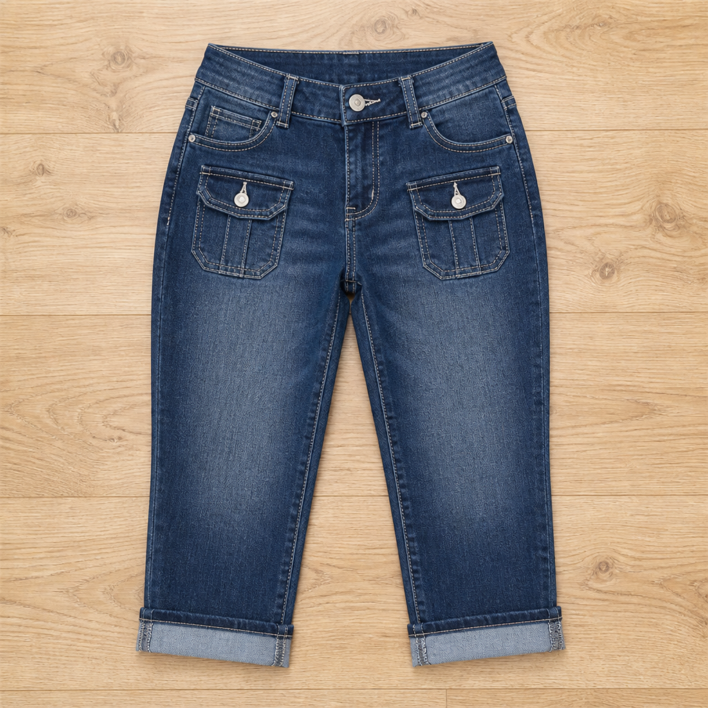 VitalDenim capribukser i slim fit med stretch | Omfavn hver kurve med uovertruffen komfort | elesira