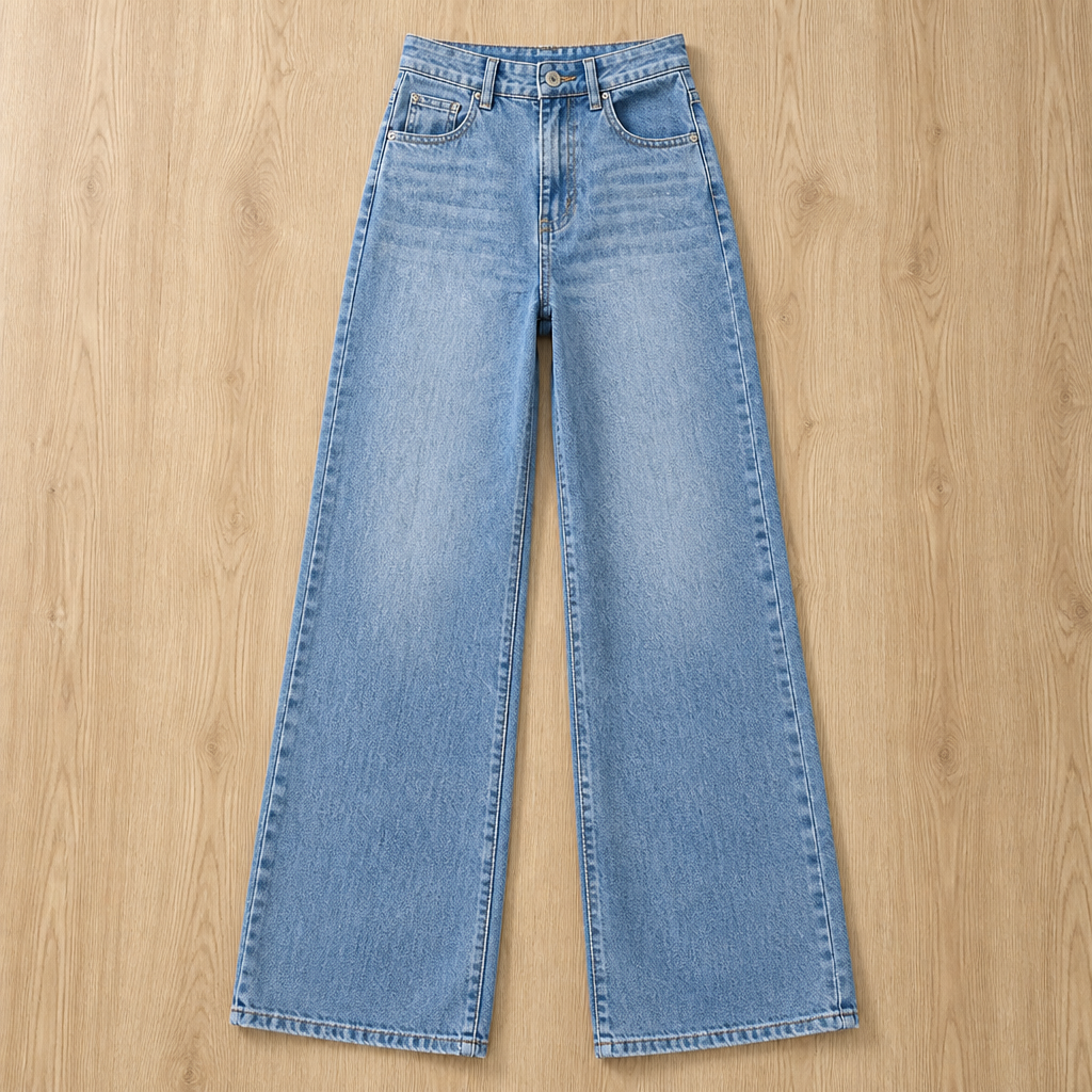 Vérova – Vintage jeans med høyt liv og vide ben, uten glippe i midjen | elesira