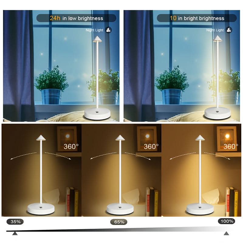 Lámpara de escritorio LED inalámbrica recargable con sensor táctil para iluminación ambiental | elesira