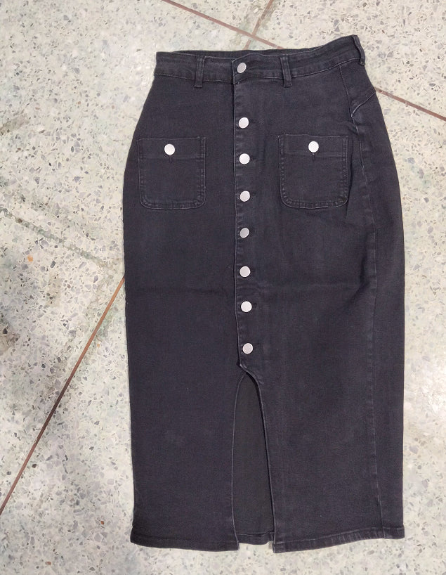 Jupe Denim — Midi Boutonnée Classique & Structurée