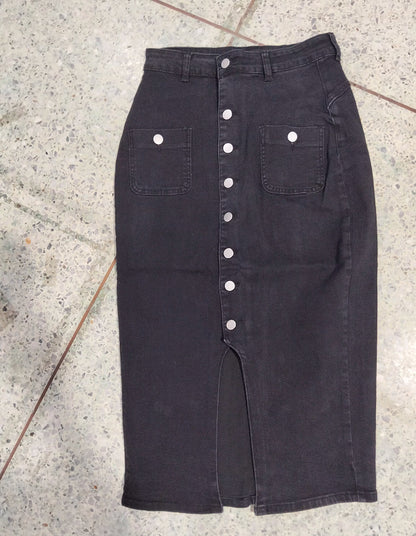 Jupe Denim — Midi Boutonnée Classique & Structurée