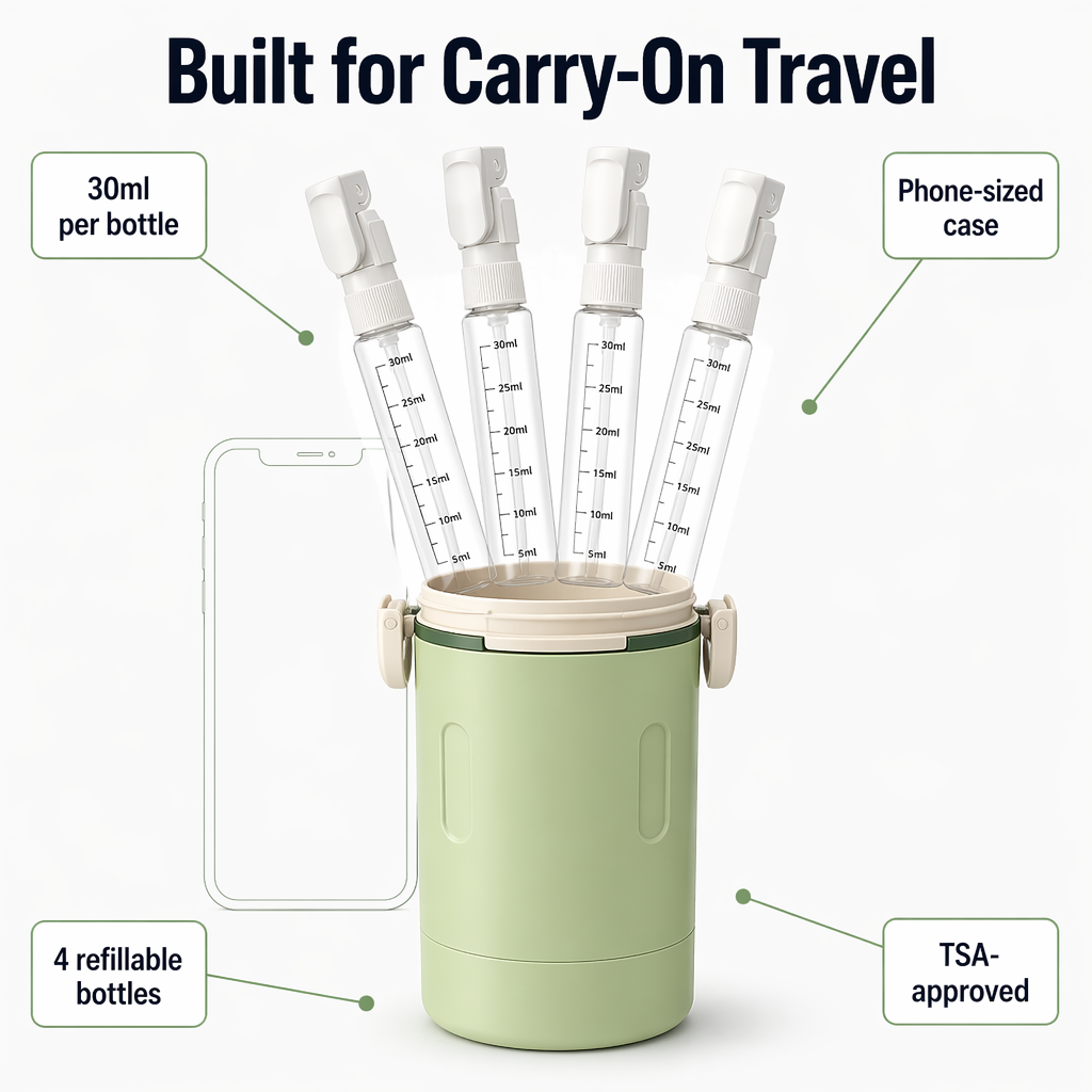 VoyaPack | Store, Secure & Dispense All Four Toiletries in One Case | elesira