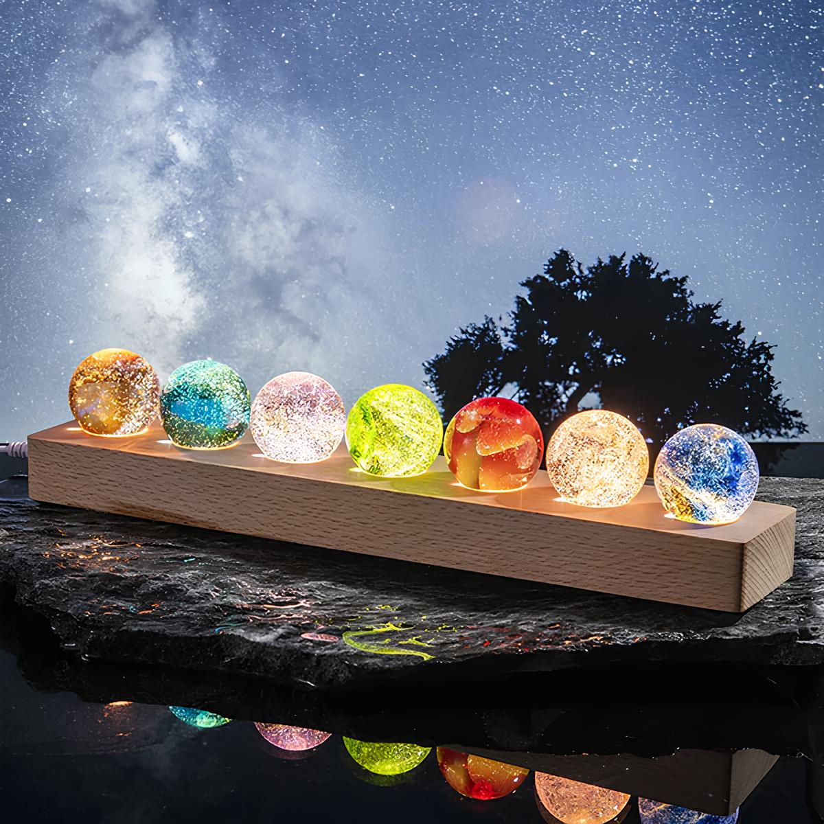 Celestial Glow Crystal Orbs – 7 Galaxy-Inspired Lights | elesira
