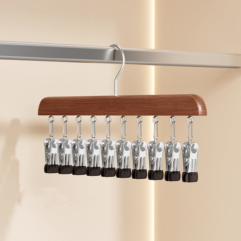 Wooden Clip Hanger for Closet Organization – Rotating Design | elesira