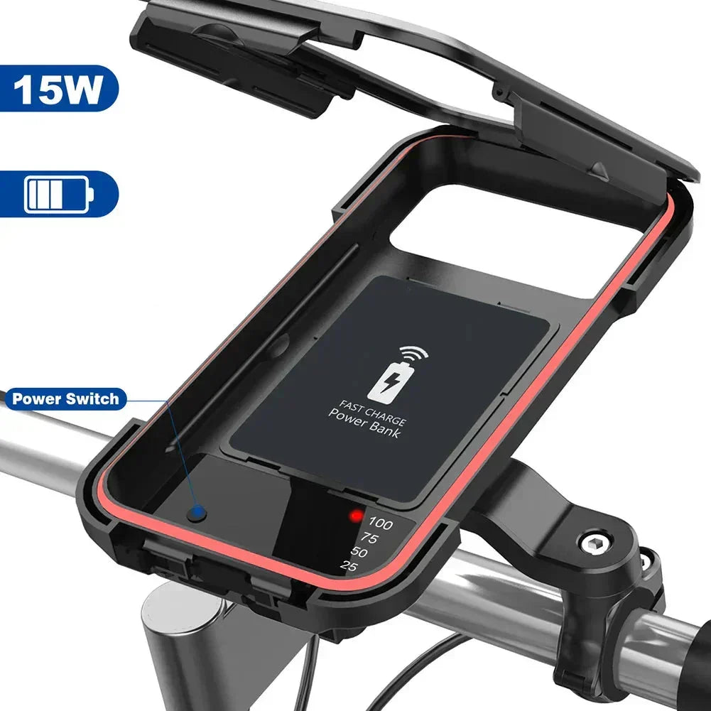 Wireless Charging Bicycle Phone Mount – Waterproof Design | elesira
