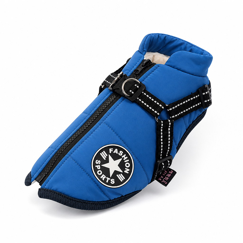 Waterproof Windproof Fleece-Lined Dog Coat (Integrated Harness) | elesira