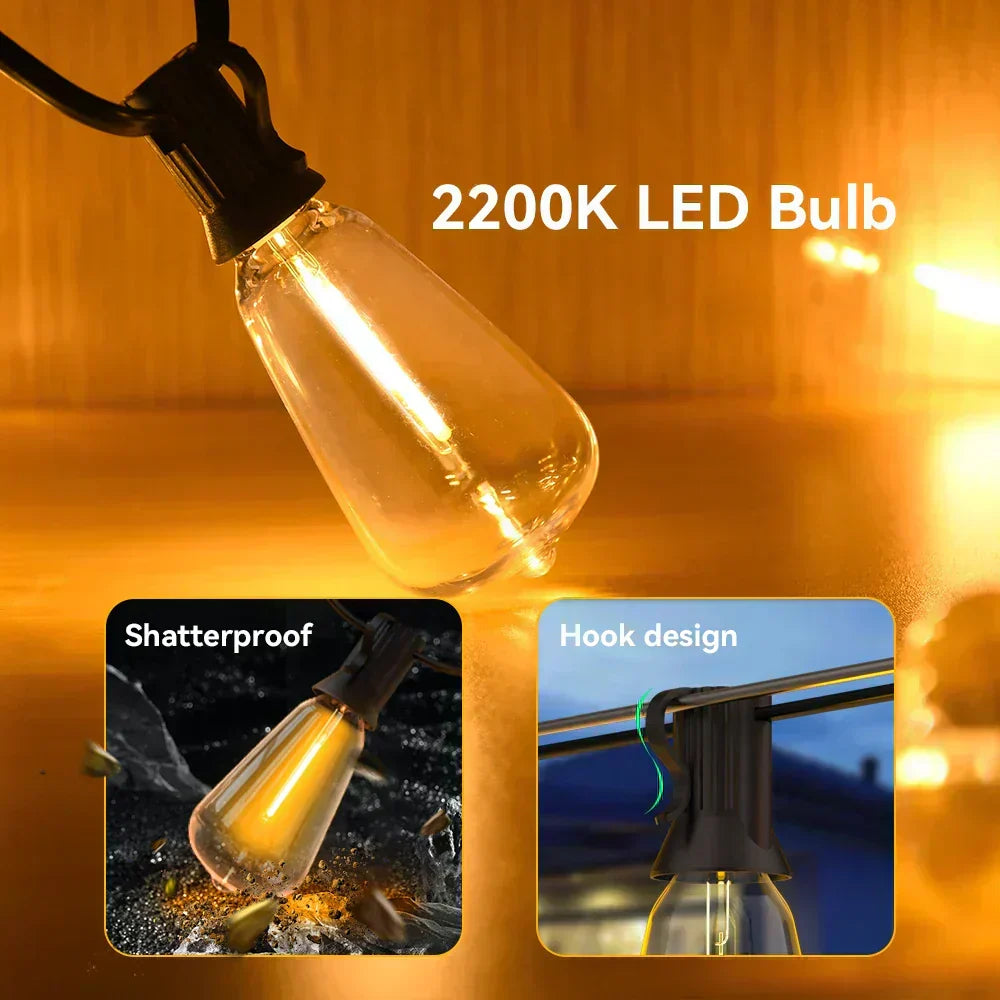 שרשרת נורות LED עמידה למים לומאמיסט לחללים חיצוניים | elesira