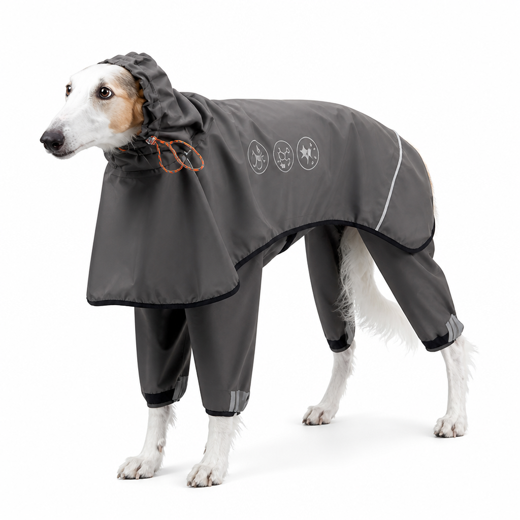 Impermeabile riflettente per cani (copertura integrale a quattro zampe) | elesira