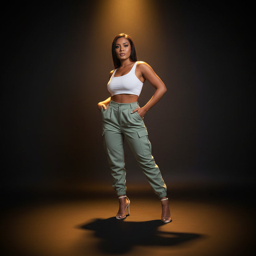 Pantalon Cargo  Coupe Ajustée Chic avec Poches