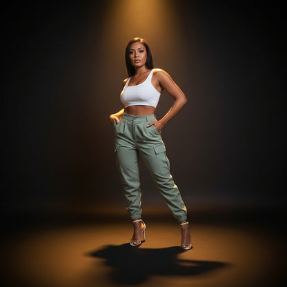 Pantalon Cargo  Coupe Ajustée Chic avec Poches