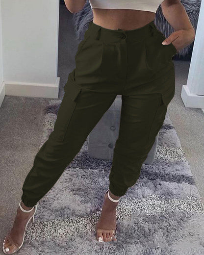 Pantalon Cargo  Coupe Ajustée Chic avec Poches