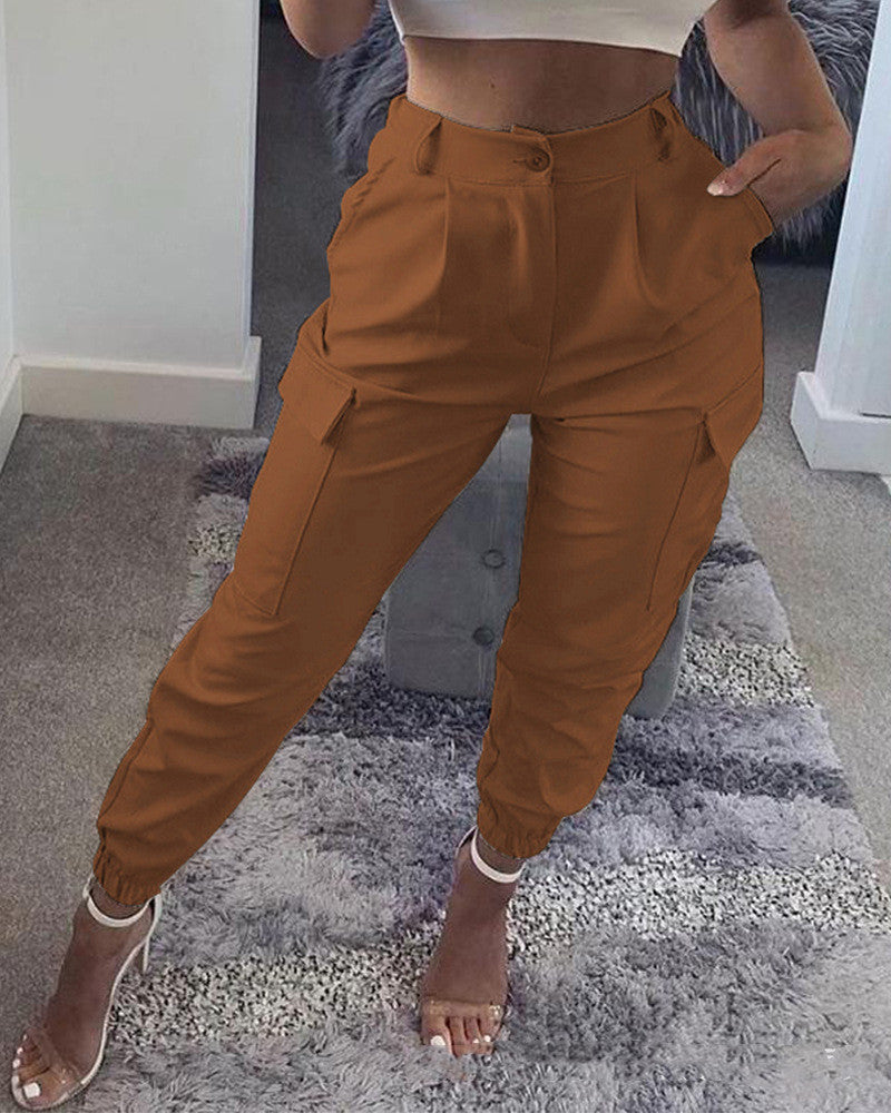 Pantalon Cargo  Coupe Ajustée Chic avec Poches
