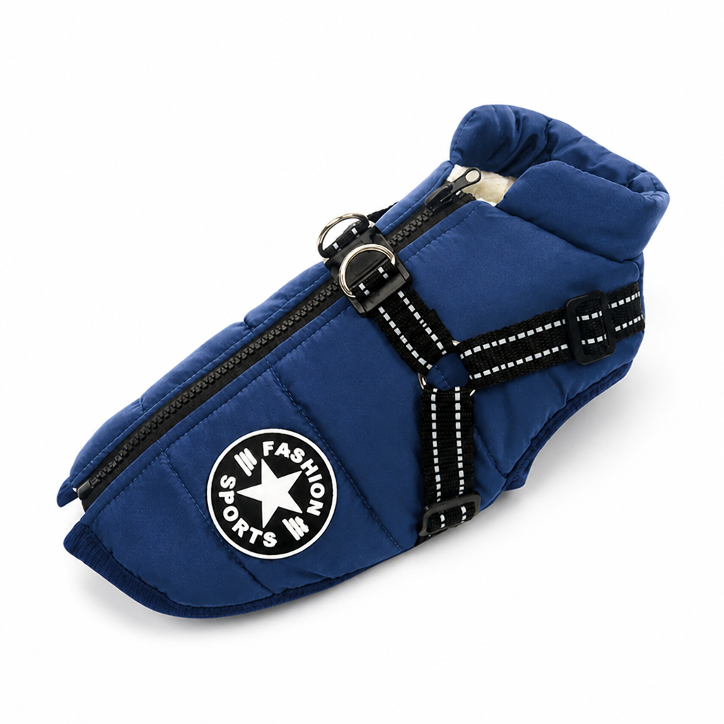 Waterproof Windproof Fleece-Lined Dog Coat (Integrated Harness) | elesira