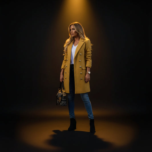 Manteau Femme Laine Col Tailleur Double Boutonnage