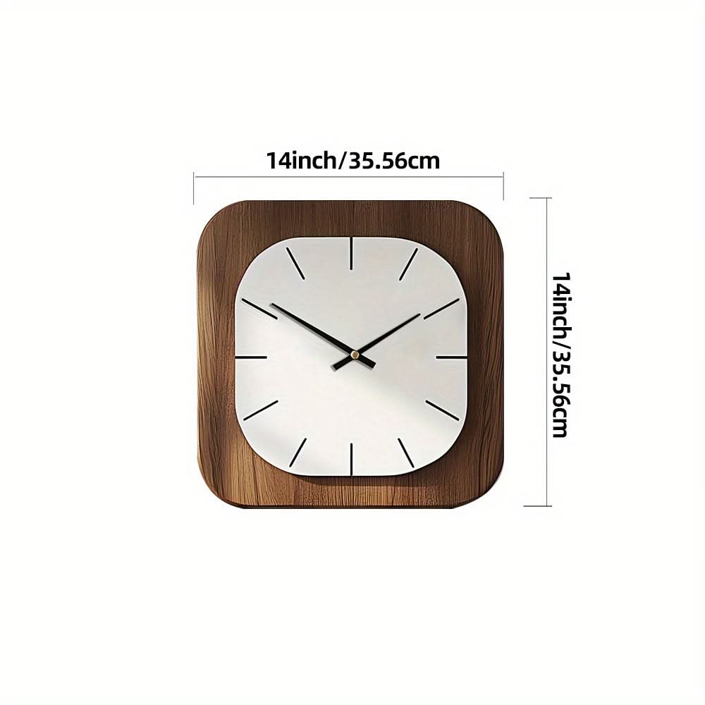 Firkantet vintageveggklokke med trefinish | elesira