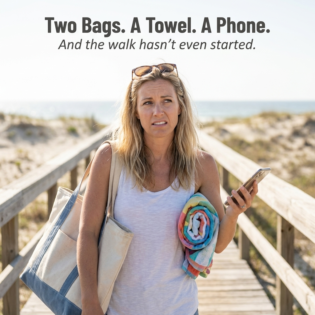 WaveCaddy | Tag alt, hvad du skal bruge til en dag på stranden, med i én kombineret håndklæde-rygsæk | elesira