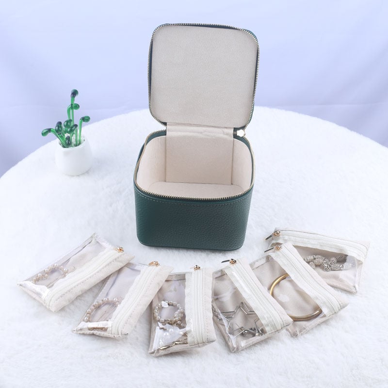 Boîte de rangement à bijoux zippée avec compartiments | elesira