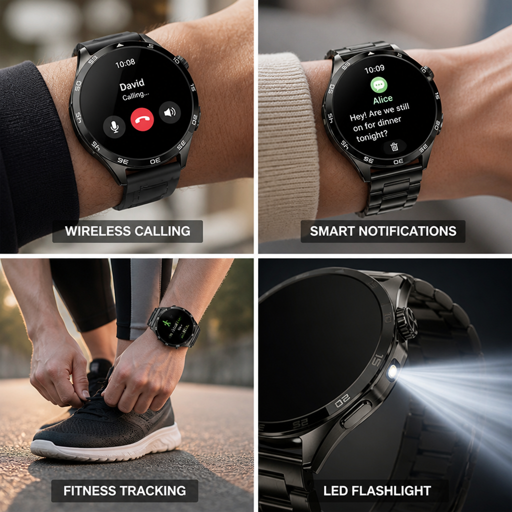 Wireless Calling & SMS Pedometer Smartwatch (Men's) | elesira