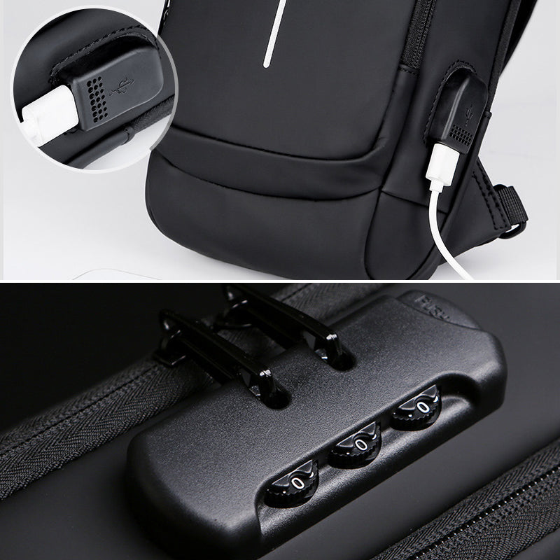 Waterproof and Theft-Resistant Shoulder Bag with USB Port | elesira