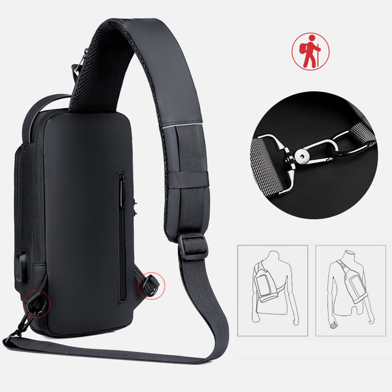 Waterproof and Theft-Resistant Shoulder Bag with USB Port | elesira
