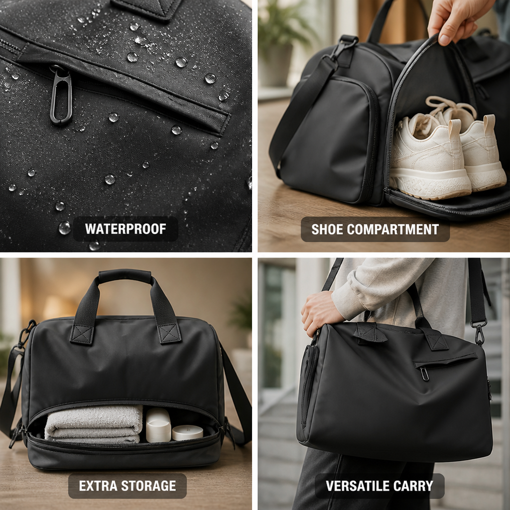 Vanntett sportsbag i Oxford-stoff med skokompartement | elesira